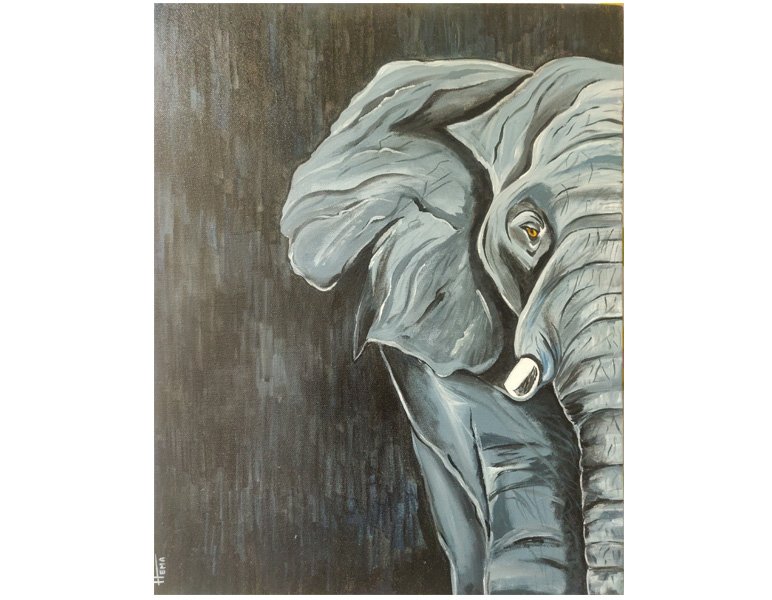 Elephant 3D Art Acrylic Painting for Wall Decor 16X20 inches